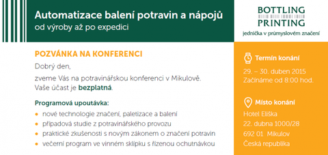 Pozvánka na konferenci - Automatizace balení potravin a nápojů