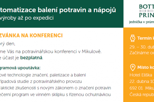 Pozvánka na konferenci - Automatizace balení potravin a nápojů